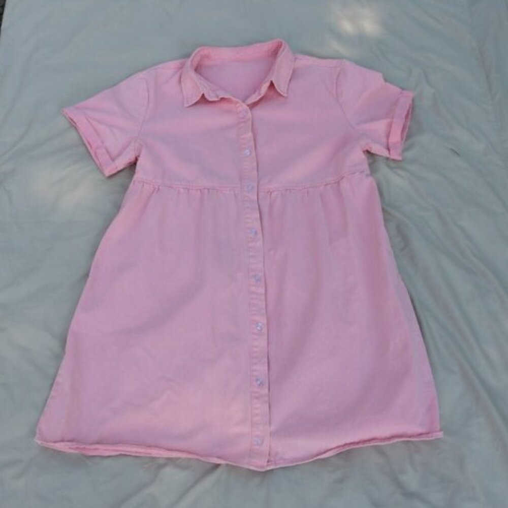 PINK DENIM BUTTON UP XL MIDI WOMEN DRESS